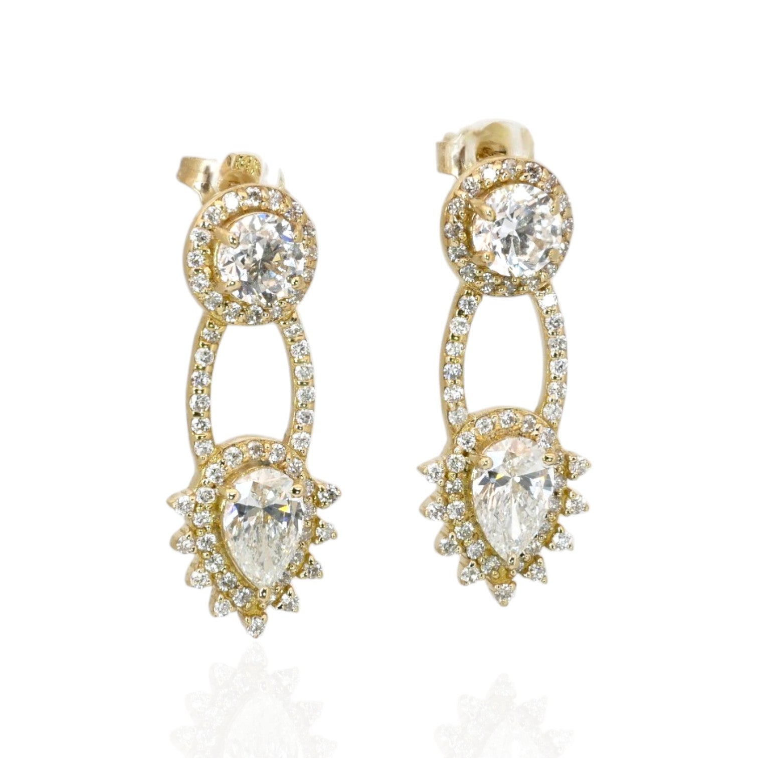 3.18 Carats IGI Certified Natural Diamonds 14k Yellow Gold Earrings