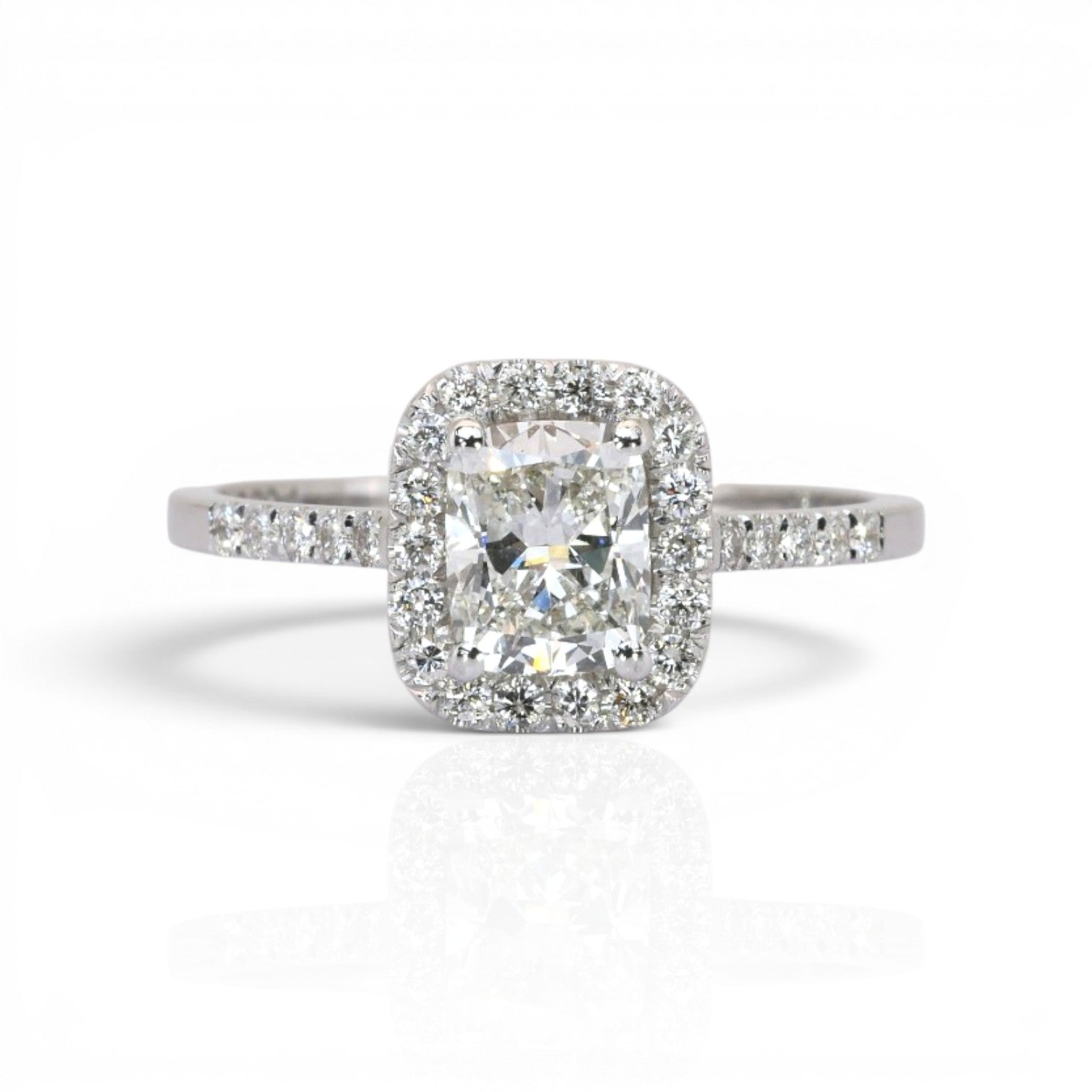 1.21 Carats IGI Certified Natural Diamonds 18k White Gold Halo Ring