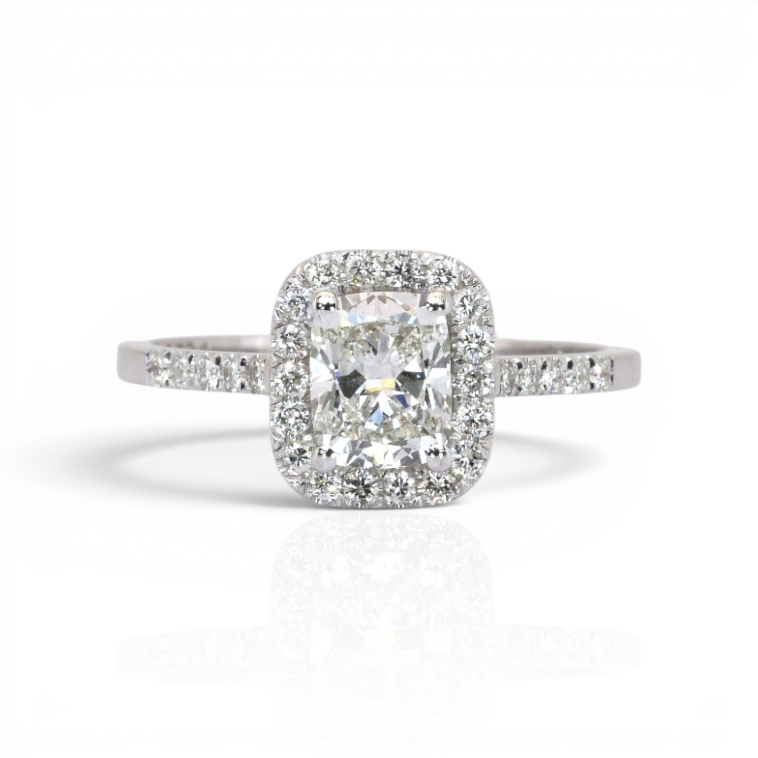 1.21 Carats IGI Certified Natural Diamonds 18k White Gold Halo Ring