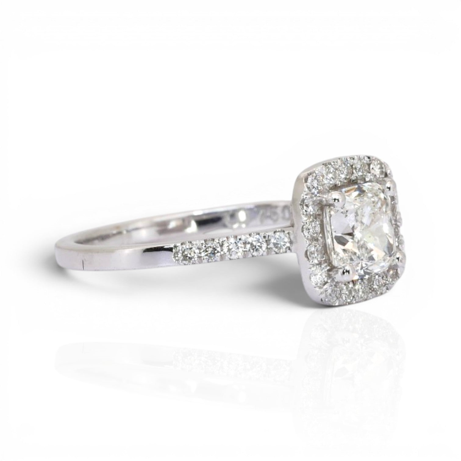 1.16 Carats IGI Certified Natural Diamonds 18k White Gold Halo Ring
