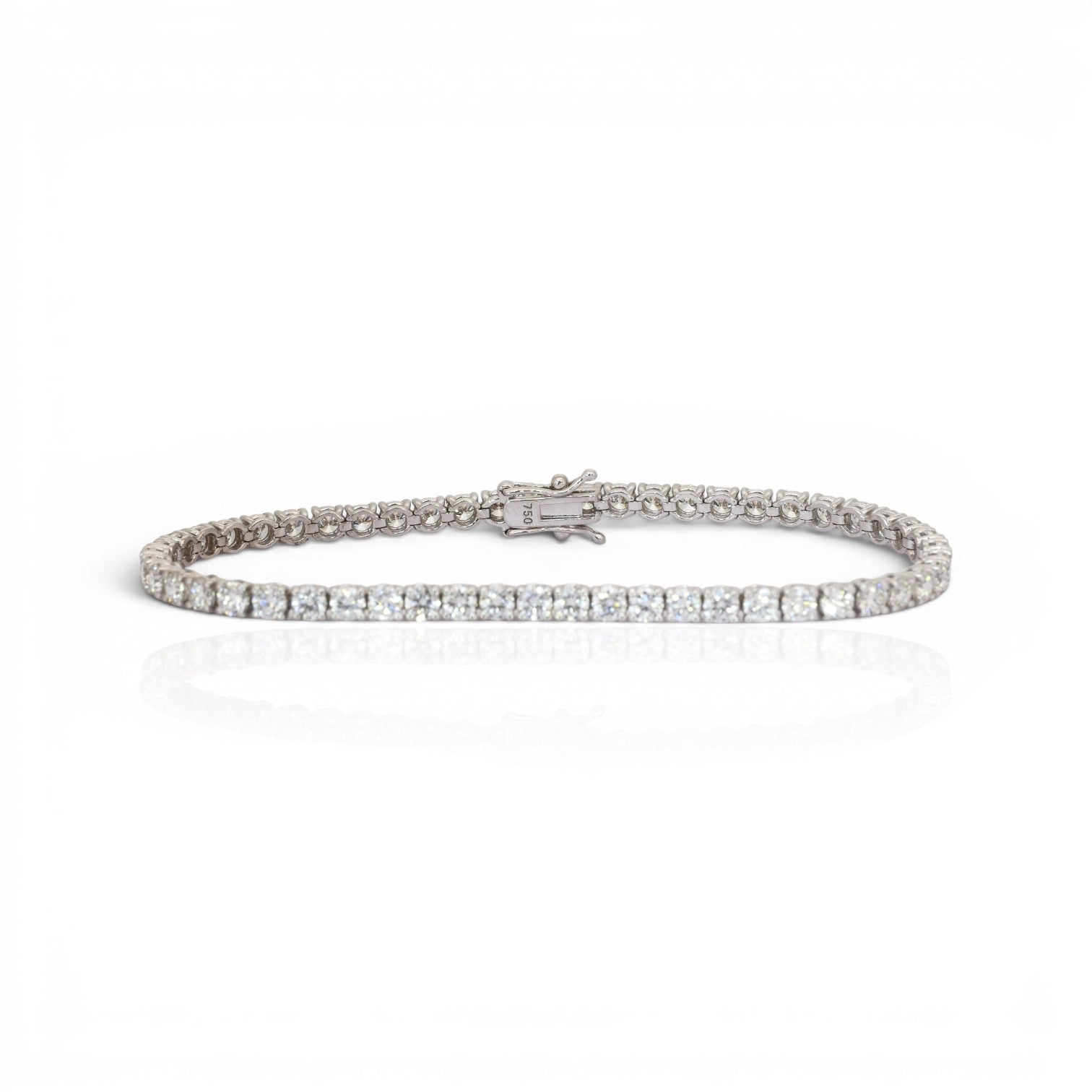6.88 Carats IGI Certified Natural Diamonds 18k White Gold Tennis Bracelet