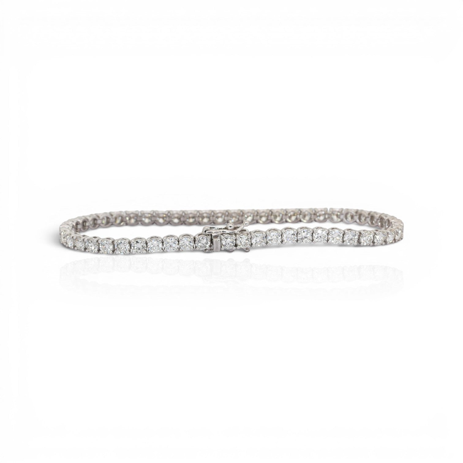 6.02 Carats IGI Certified Natural Diamonds 18k White Gold Tennis Bracelet