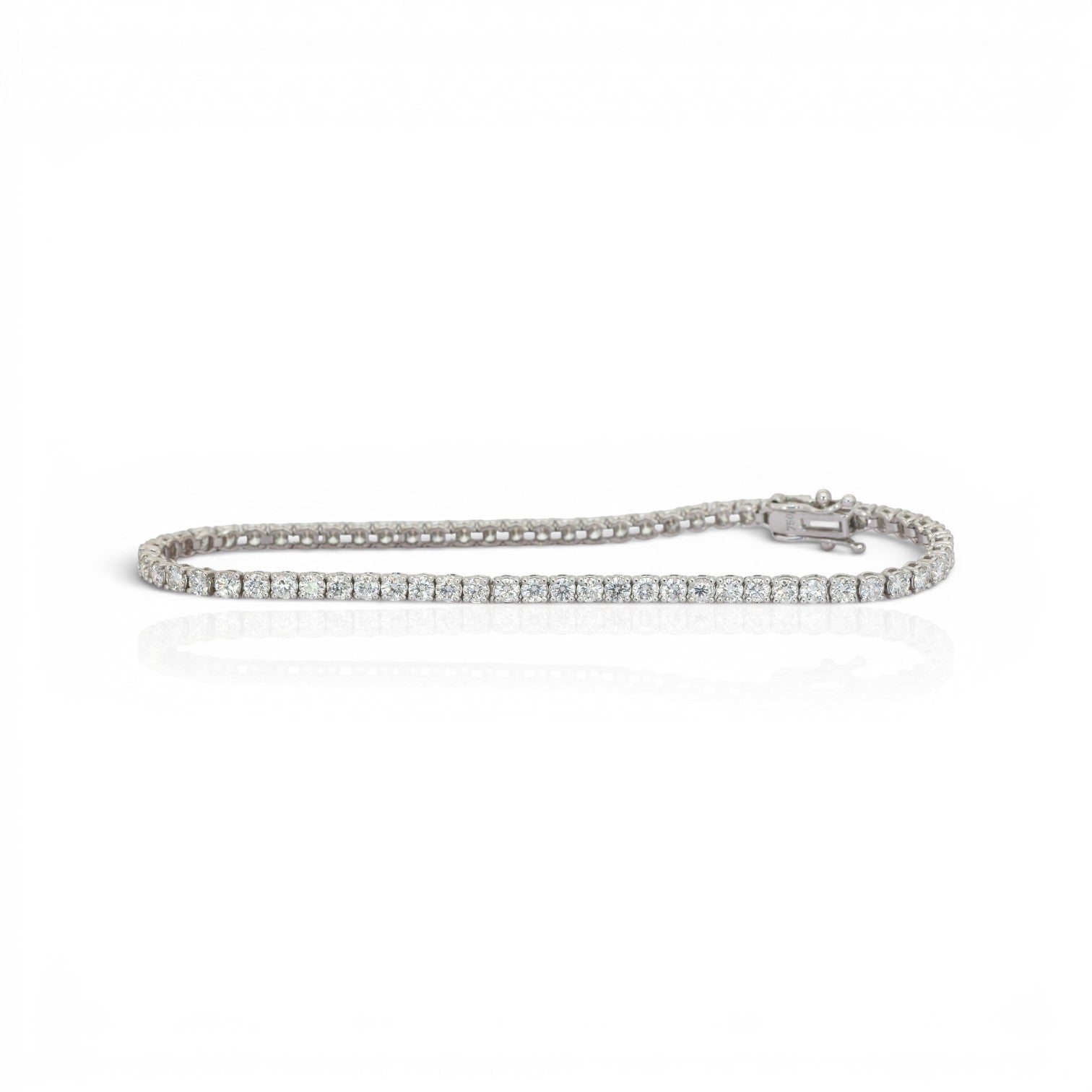 3.43 Carats IGI Certified Natural Diamonds 18k White Gold Tennis Bracelet