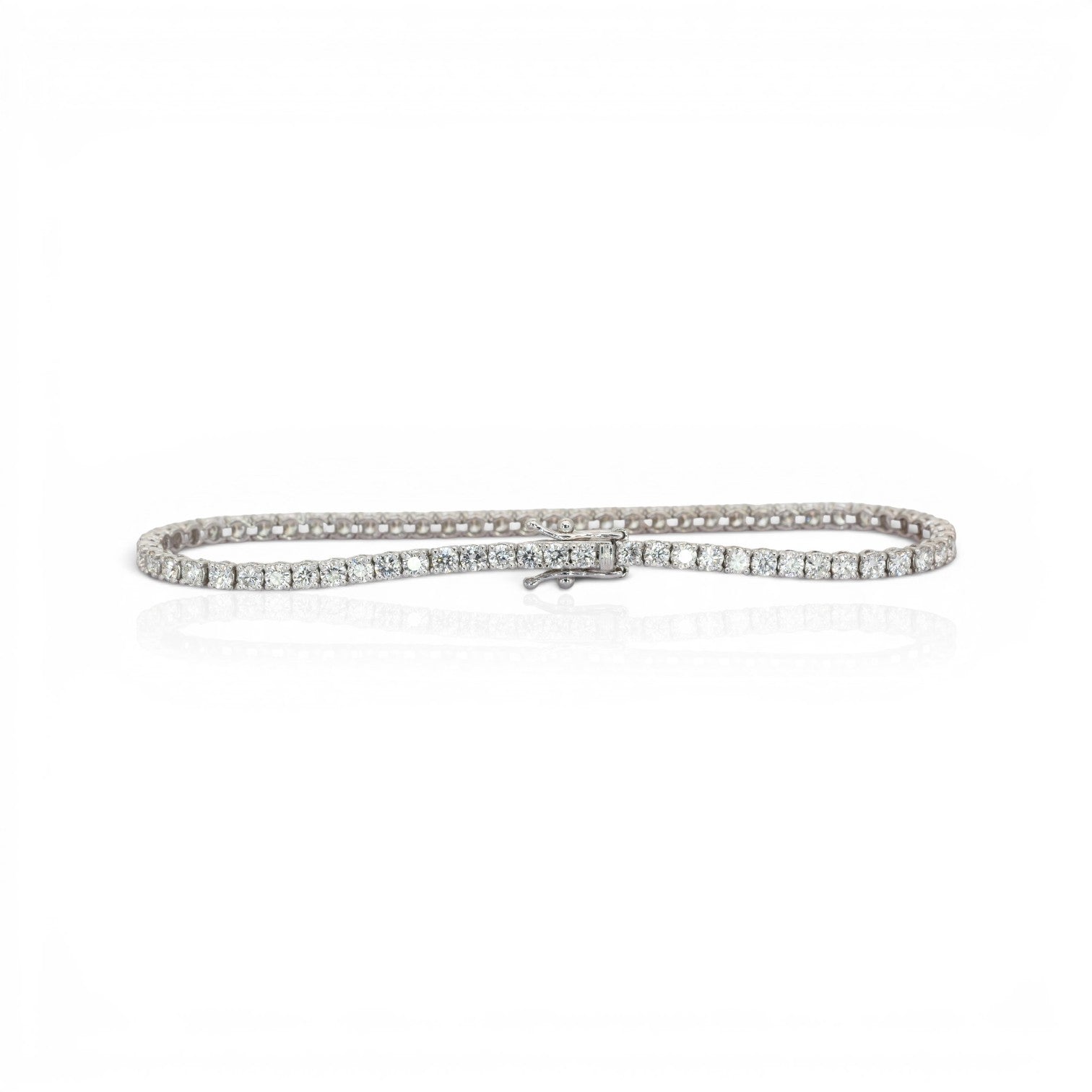 3.43 Carats IGI Certified Natural Diamonds 18k White Gold Tennis Bracelet