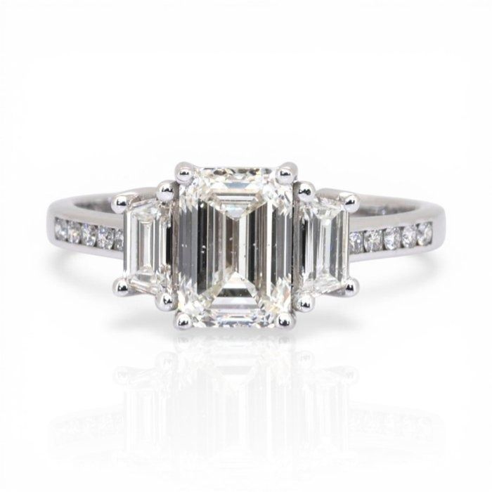 2.03 Carat IGI Certified 18K White Gold 3-Stone Ring
