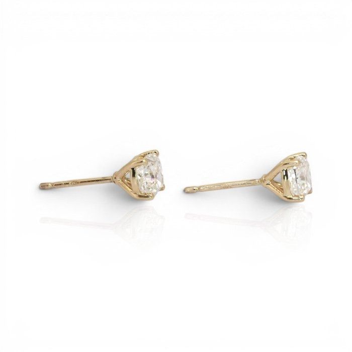 2.03 Carats GCI Certified Natural Diamond 18K Yellow Gold Stud Earrings