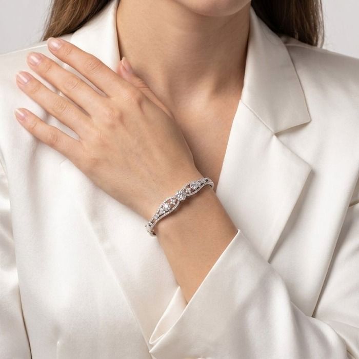 2,06 Karat IGI-zertifizierter natürlicher Diamant Armreif aus 18K Weißgold