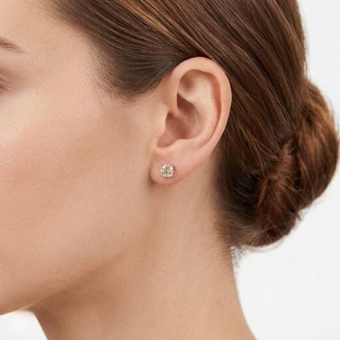 2.10 Carats GCI Certified Natural Diamond 18k Rose Gold Stud Earrings