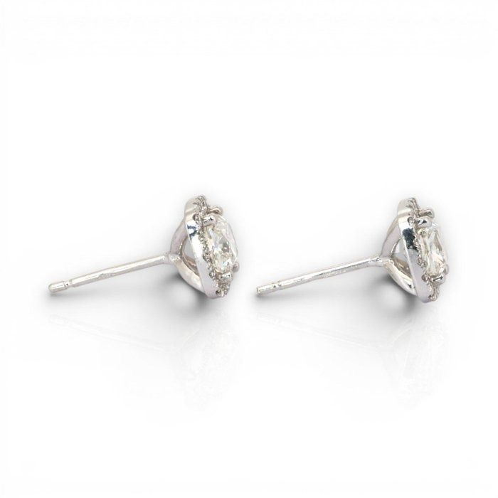 2.14 Carats IGI Certified Natural Diamond 18k White Gold Stud Earrings