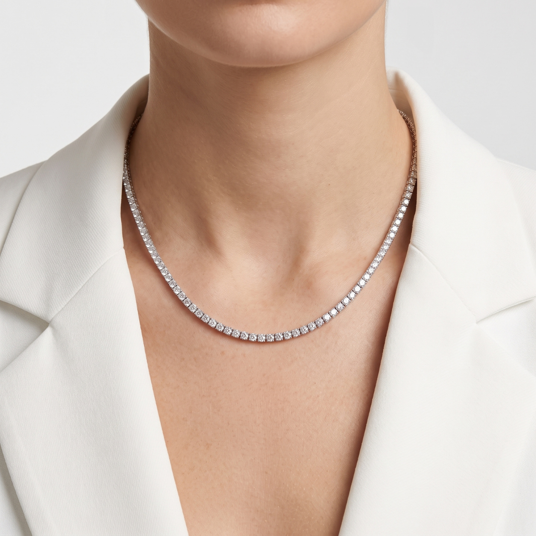 Timeless 10.88ct Diamonds Necklace in 18k White Gold - IGI Certified
