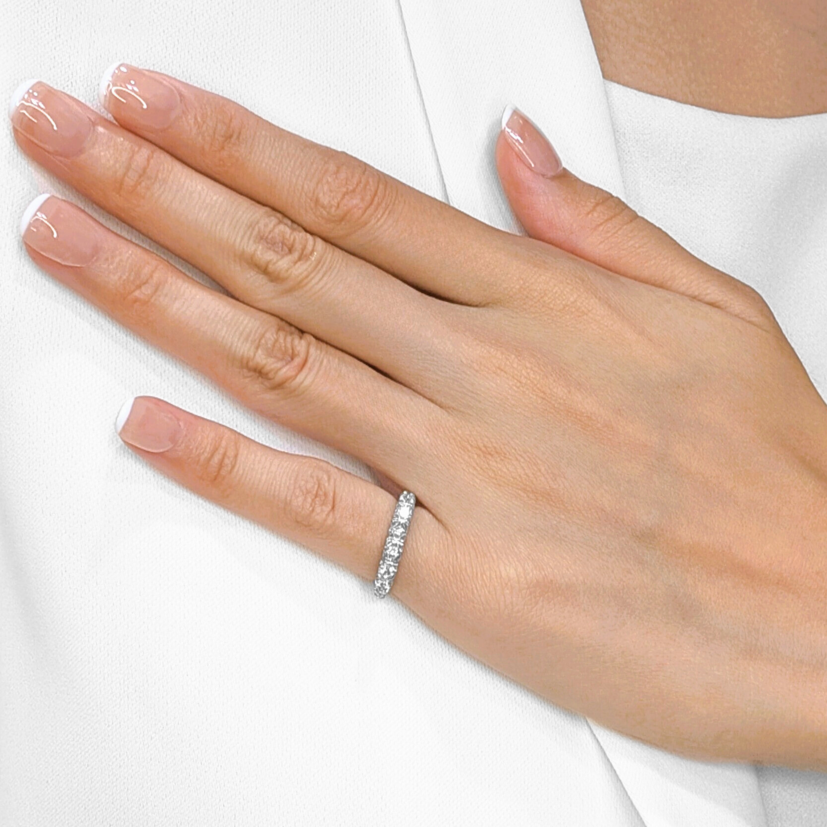 Vintage 0.30ct Natural Diamond Half Eternity 18K White Gold Ring (Unworn)