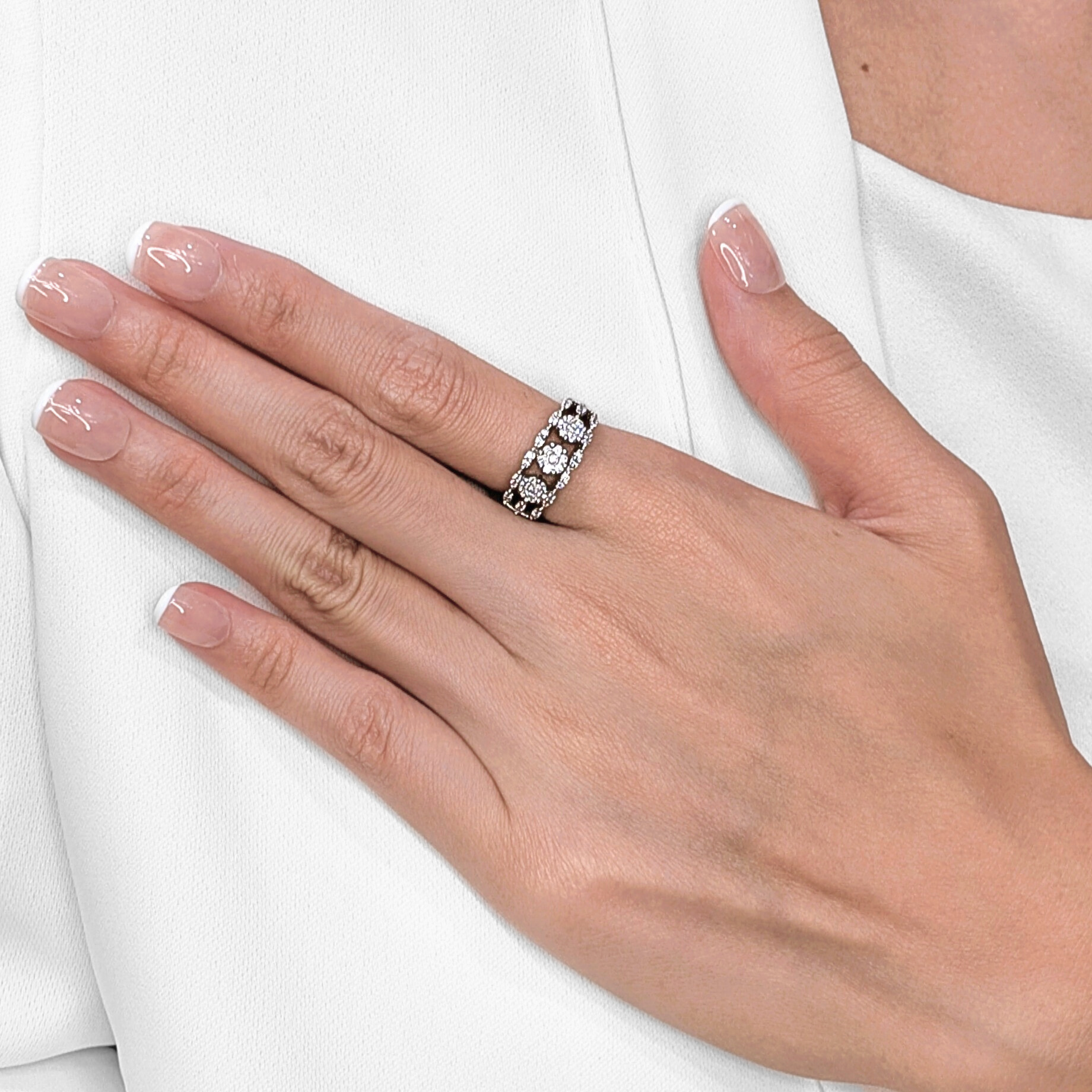 Dazzling 0.35ct Natural Diamond Cluster Ring in 18K White Gold