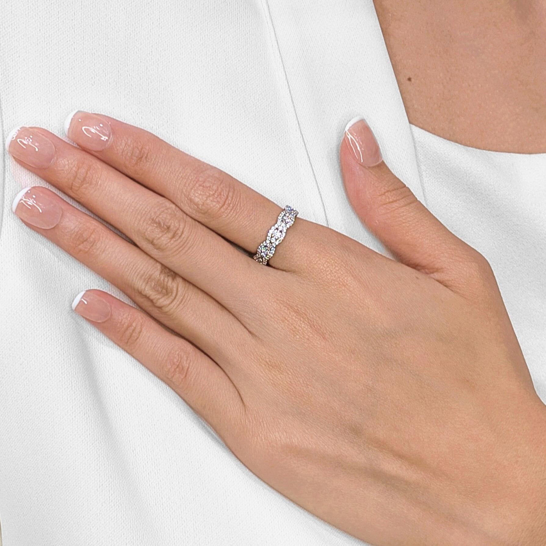 Elegant 0.65ct Natural Diamond Cluster Ring in 18K White Gold