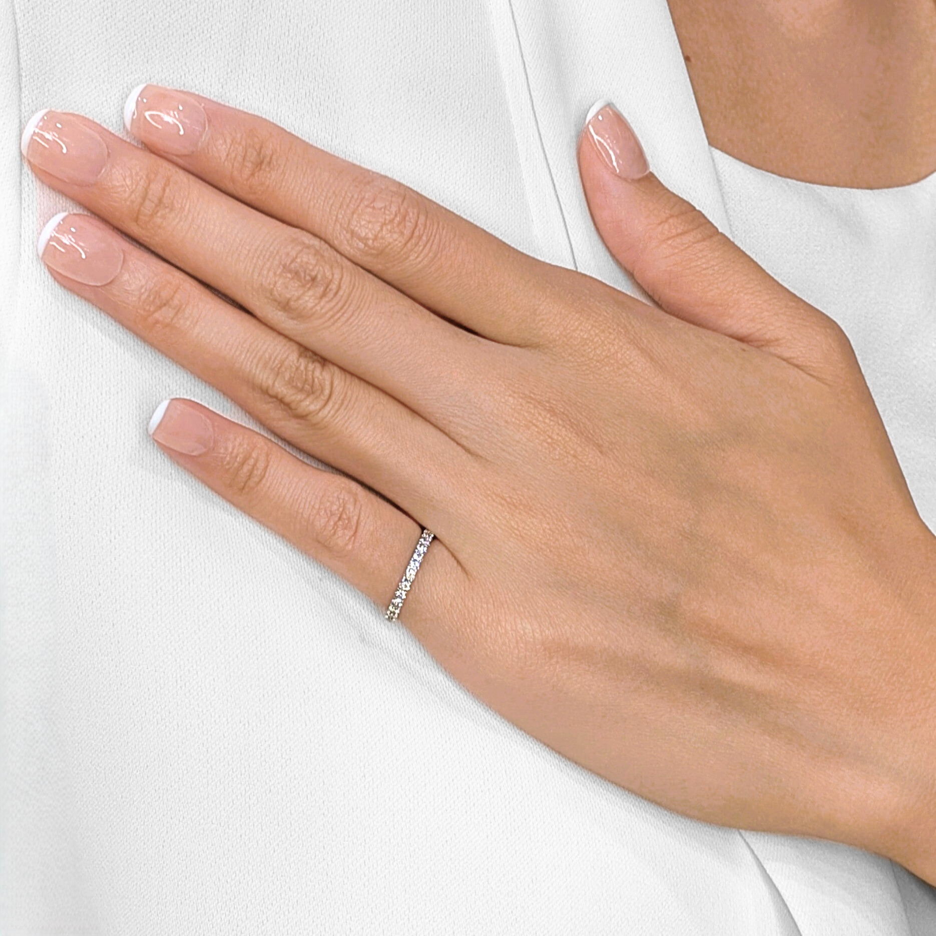 Timeless 0.3ct Half-Eternity Natural Diamond Ring in 18K White Gold