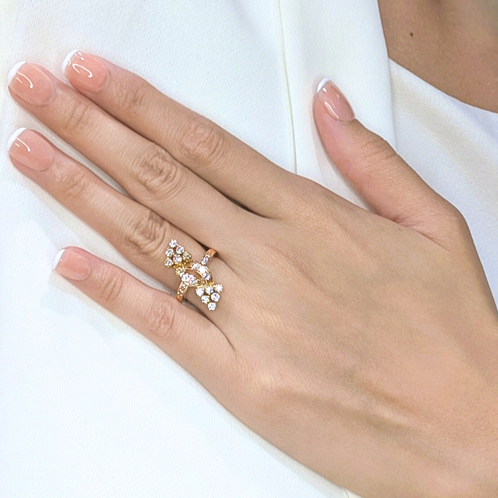 Graceful 0.54ct Natural Diamond Openwork Ring in 14K Yellow Gold