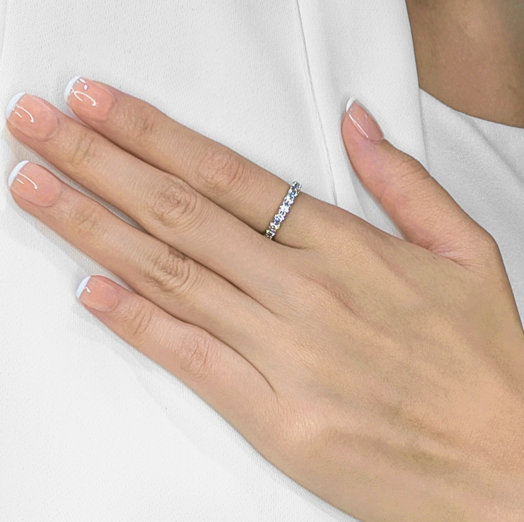 Graceful 0.75ct Natural Diamond Ring in 18K White Gold