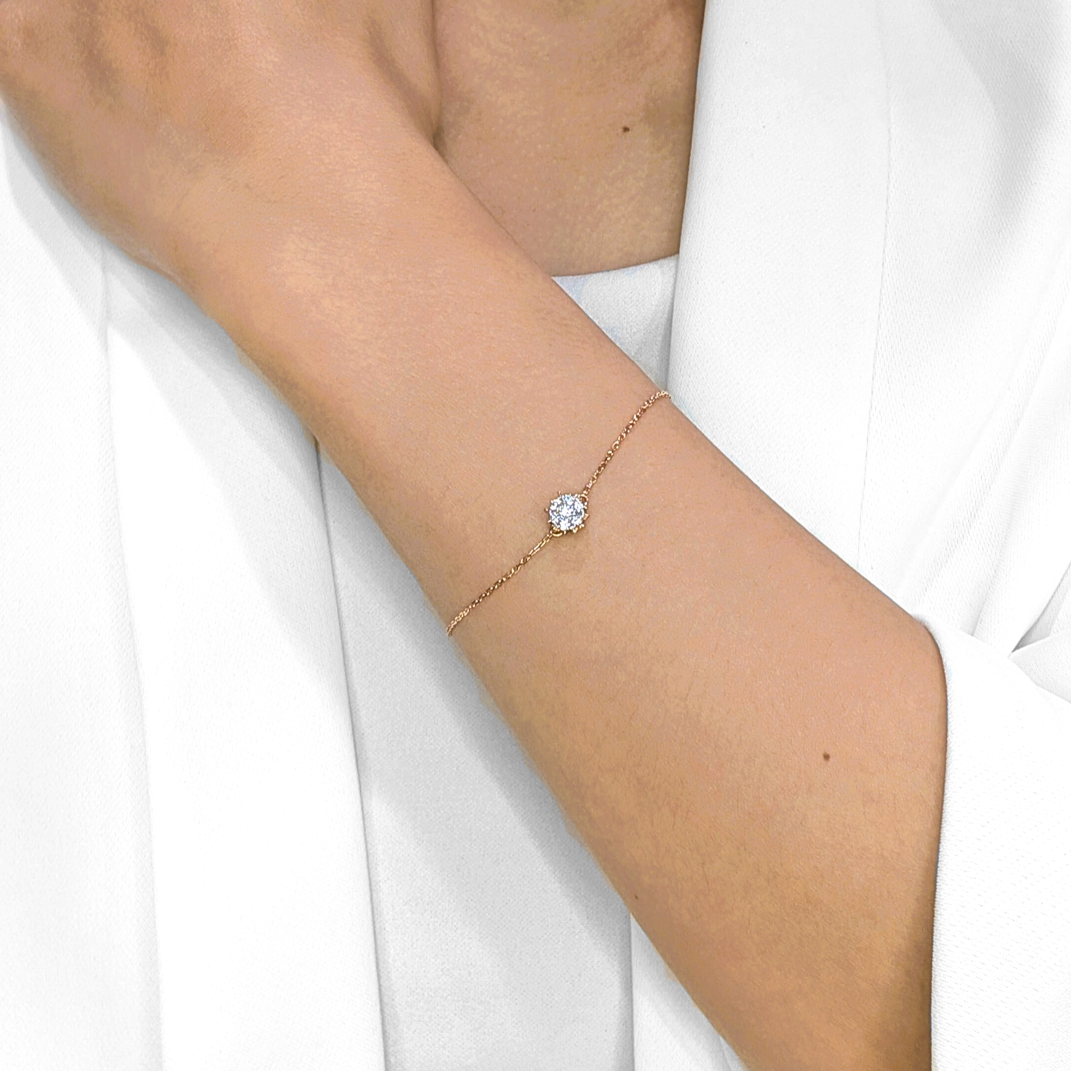 Charming 0.19ct Natural Diamond Bracelet in 18K Rose Gold