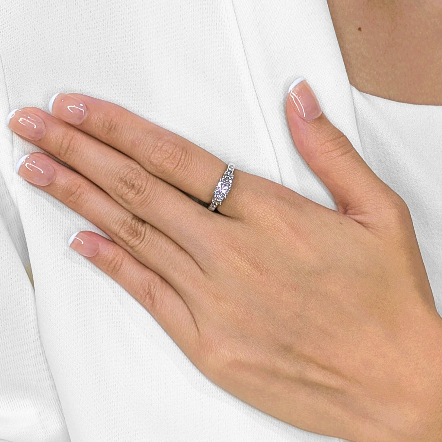 Sophisticated 1.36ct Princess & Round Natural Diamond Engagement Ring in 14K White Gold - GIA Certified