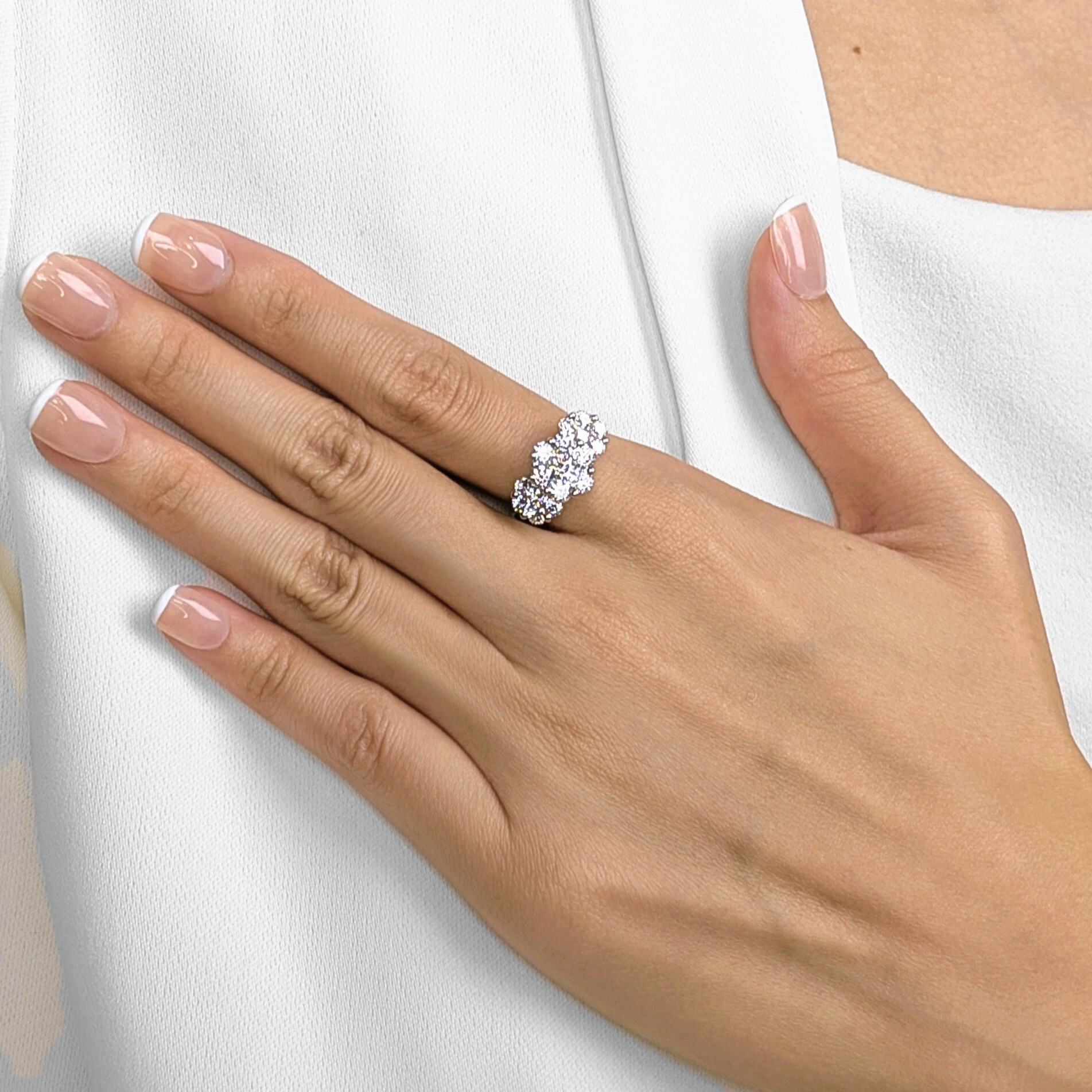 Brilliant 1.80ct Natural Diamond Cluster Ring in 18K White Gold