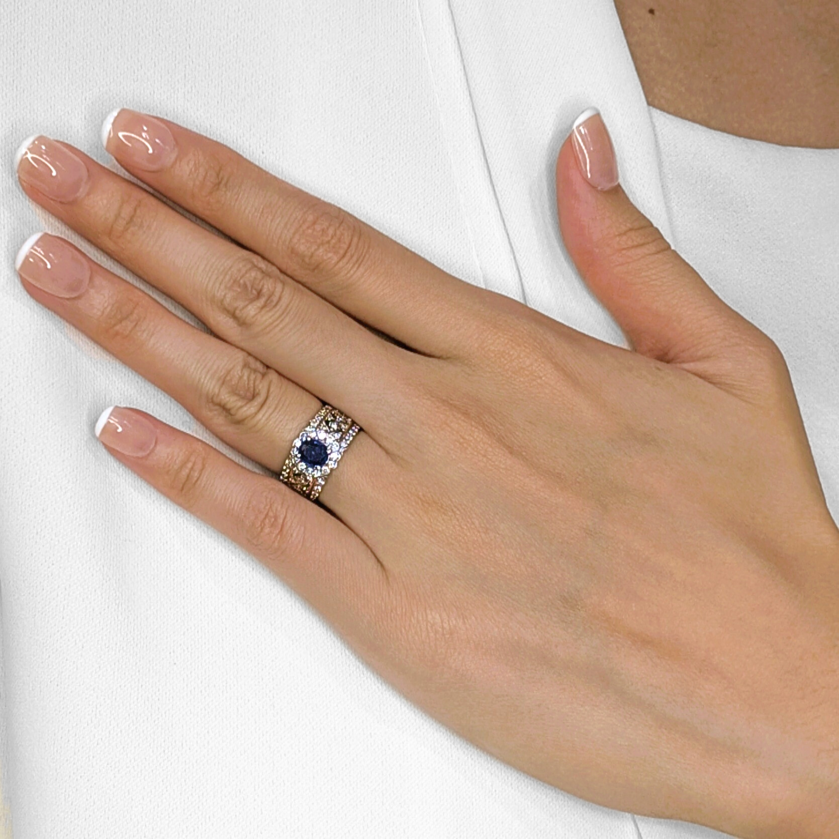 Timeless 1ct Oval Sapphire & Natural Diamond Ring in 18K White Gold - NGI Certified