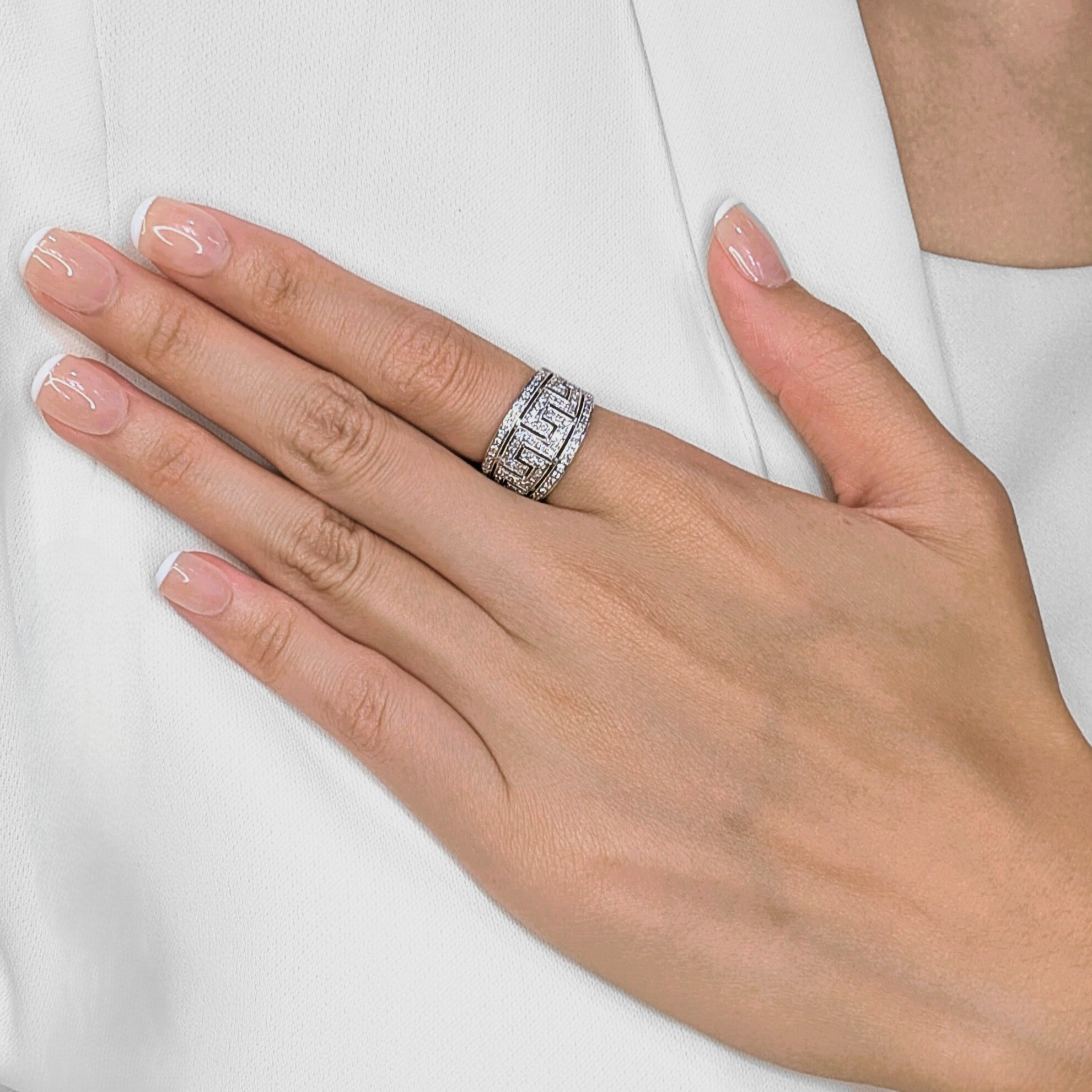 Intricate 0.43ct Natural Diamond Band Ring in 18K White Gold