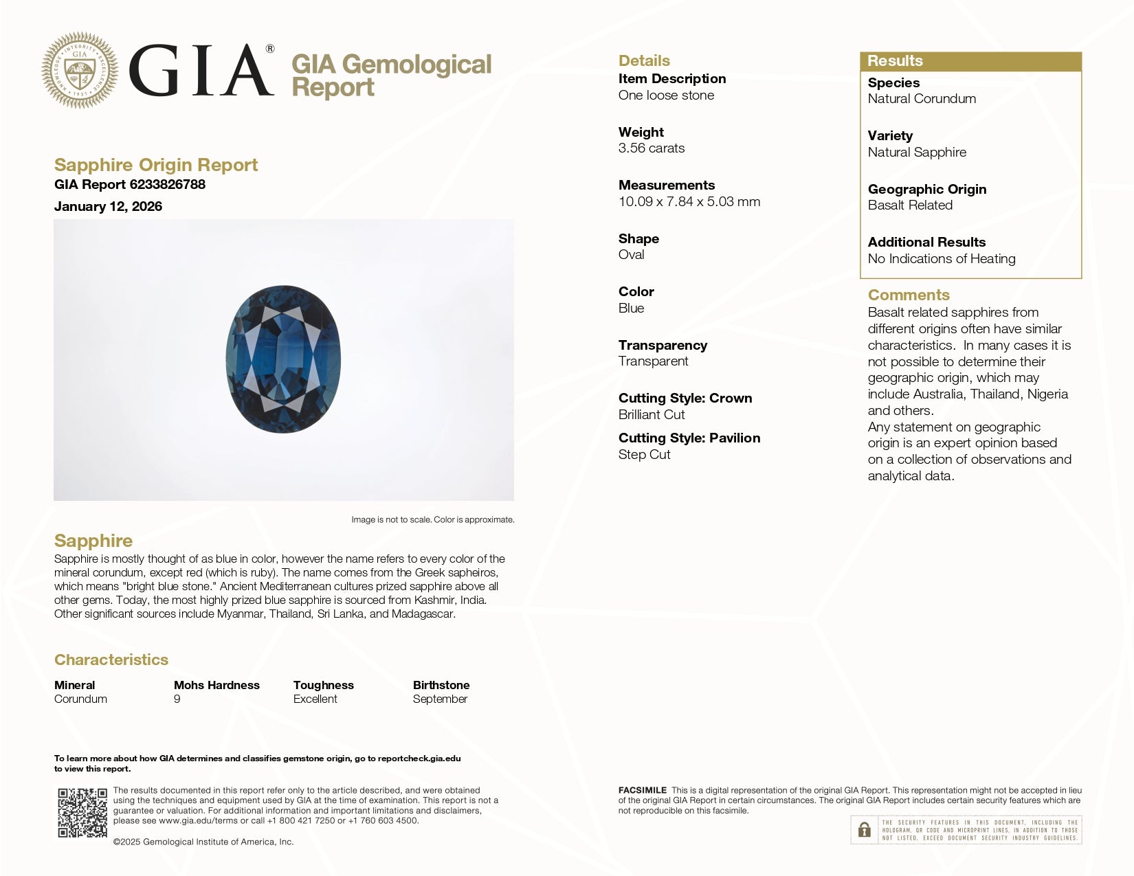 Magnificent 3.56ct Natural Unheated Blue Sapphire Loose Gemstone - GIA Certified