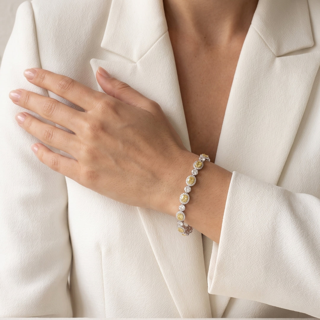 13.64 Carats IGI Certified Natural Diamonds 18k White Gold Bracelet
