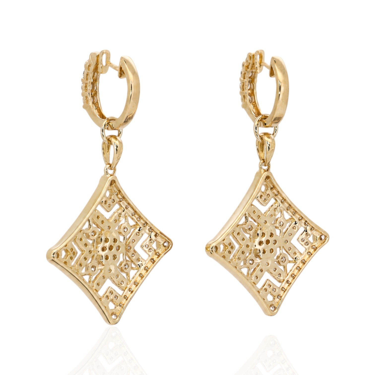 2.13 Carats IGI Certified Natural Diamonds 18k Yellow Gold Drop Earrings