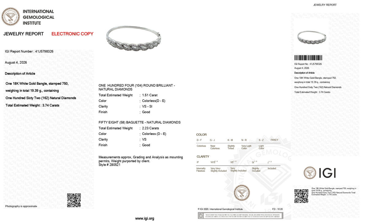 Spektakulärer gedrehter Armreif aus 18 Karat Weißgold mit einem natürlichen Diamanten (2,78 ct)