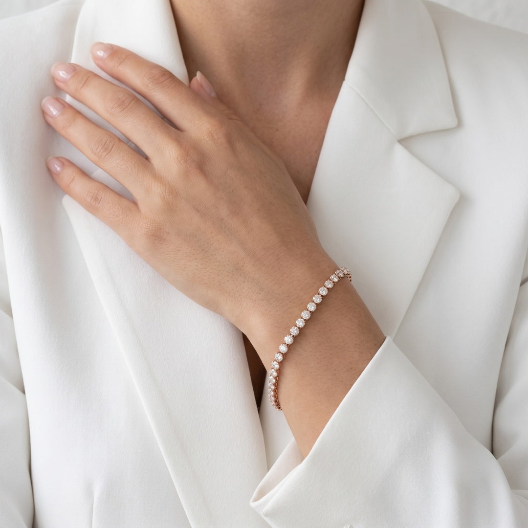 2.20 Carats IGI Certified Natural Diamonds 14k Rose Gold Tennis Bracelet
