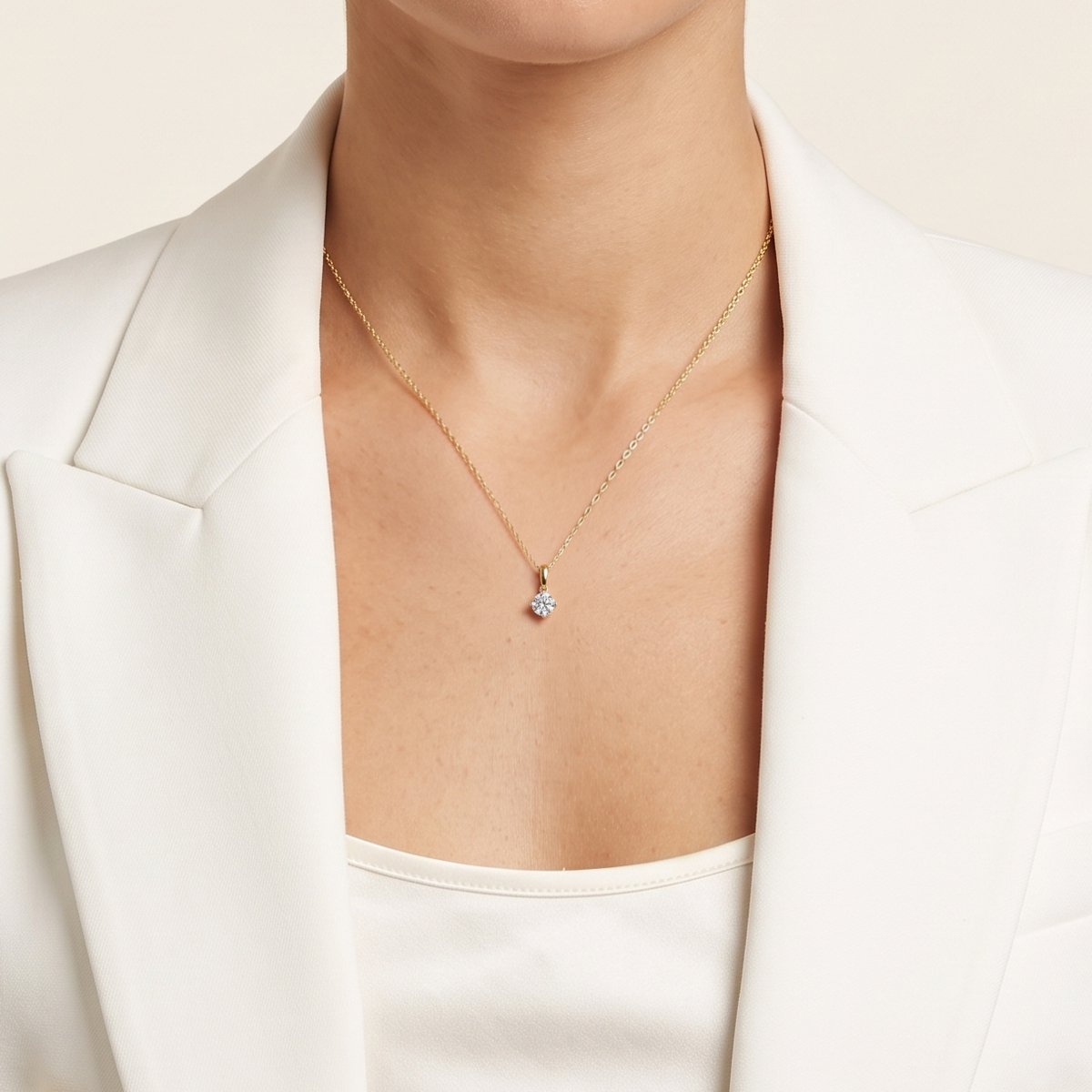 Elegant 0.50ct Natural Diamond Solitaire Pendant in 18K Two-Tone Gold
