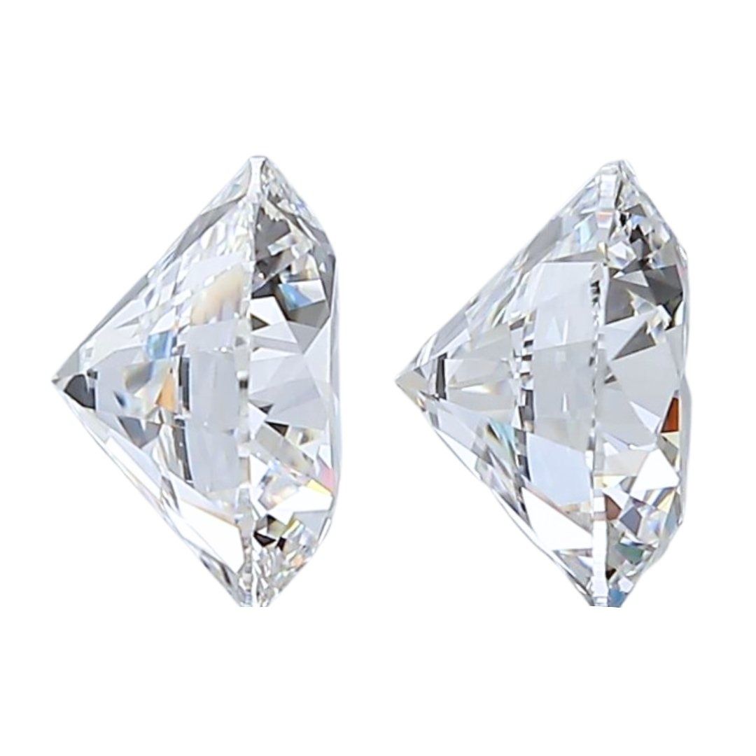 Brilliant 2 carat and 41points Triple Excellent Ideal Cut Pair of Round Brilliant Natural Diamonds