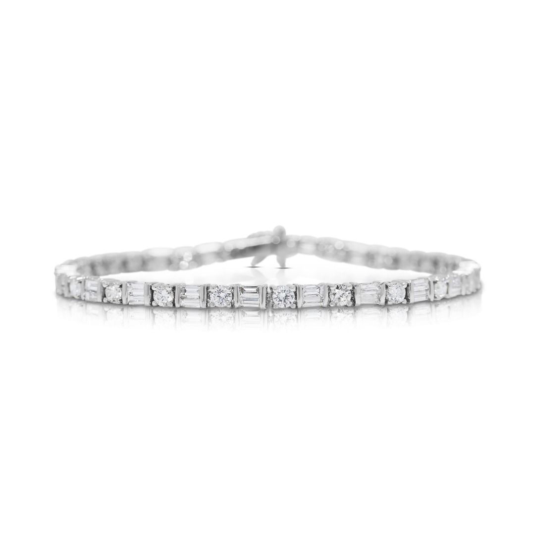 Elegant 2.53ct Natural Diamond Bracelet in 18K White Gold