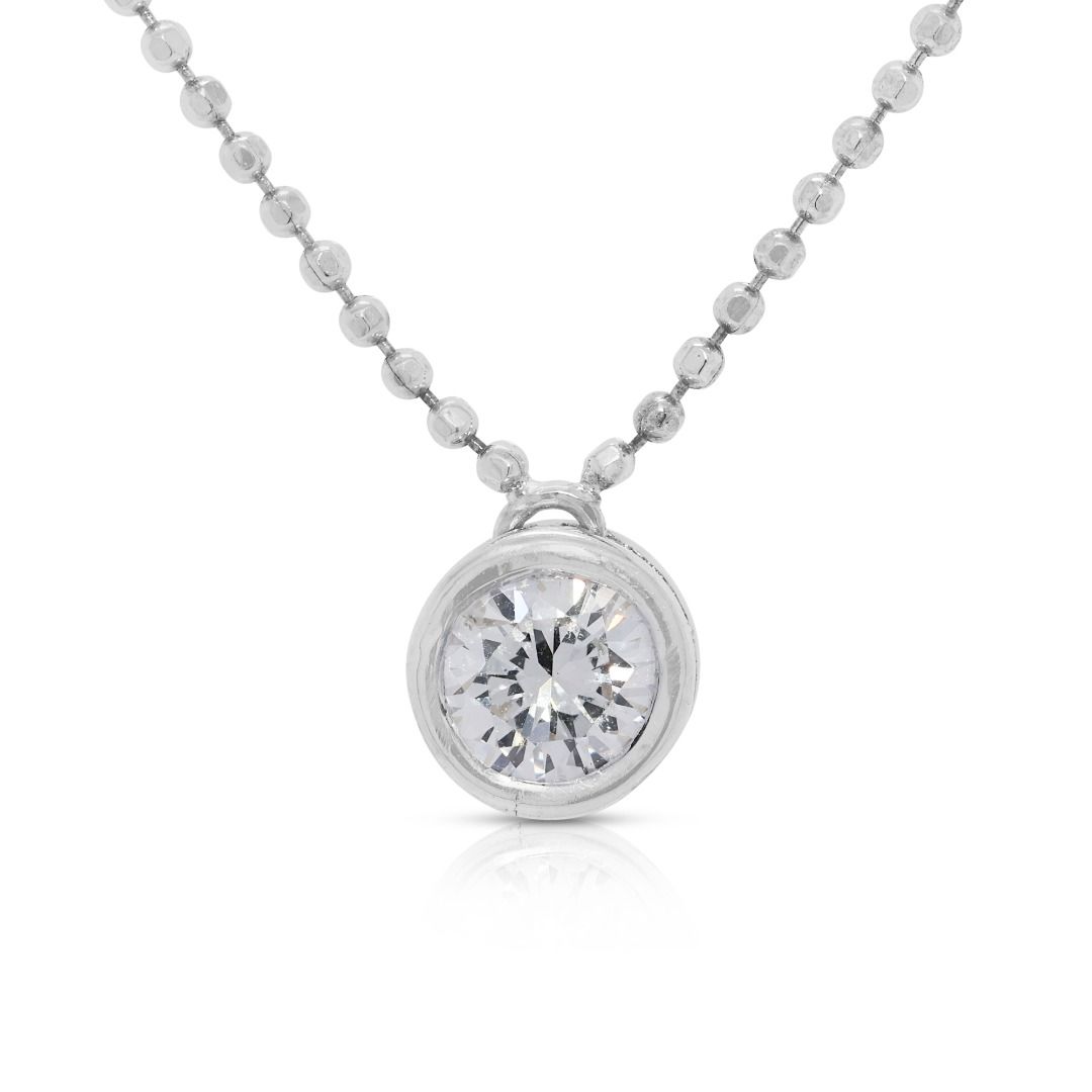 Polished 0.28ct Natural Diamond 18K White Gold Solitaire Necklace
