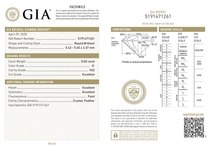 Brilliant 0.60ct Triple Excellent Ideal Cut Round-Shaped Diamond - GIA Certified