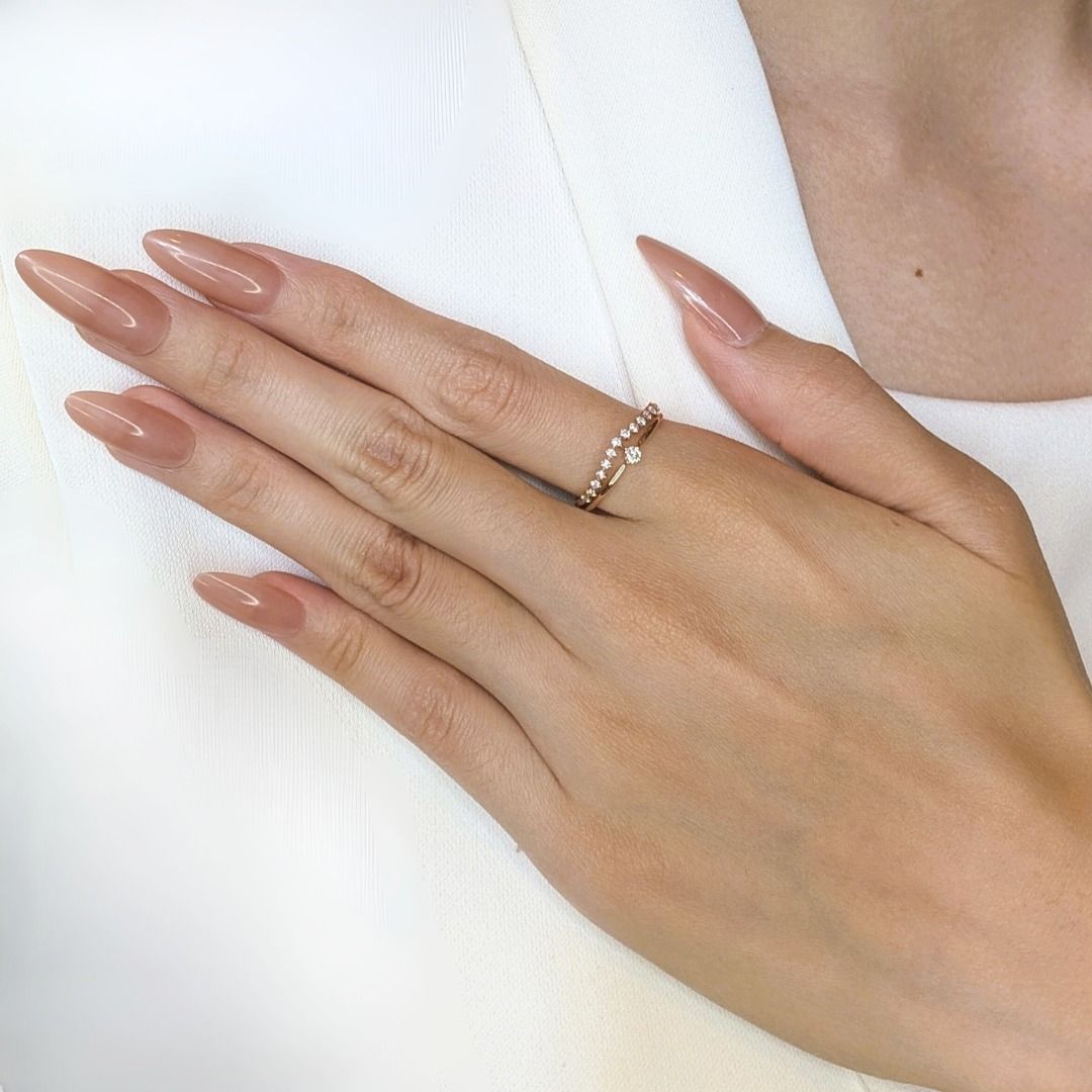 Elegant 0.17ct Round Brilliant Diamonds Ring in 14K Rose Gold