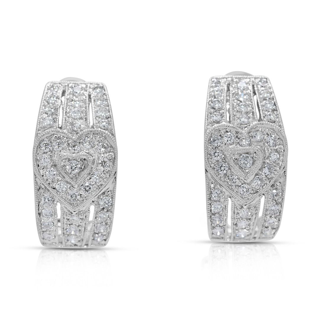 Brilliant 0.72ct Natural Diamond 18K White Gold Latch Back Earrings