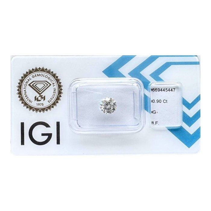 Brilliant 0.90ct Triple Excellent Ideal Cut Round-Shaped Diamond - IGI Certified