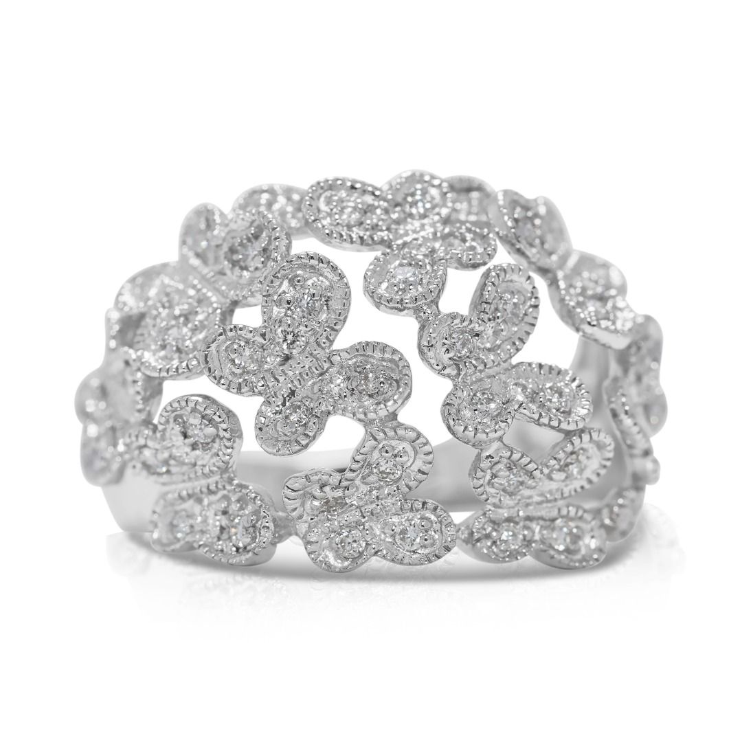 Sophisticated 0.27ct Natural Diamond Ring in 18K White Gold