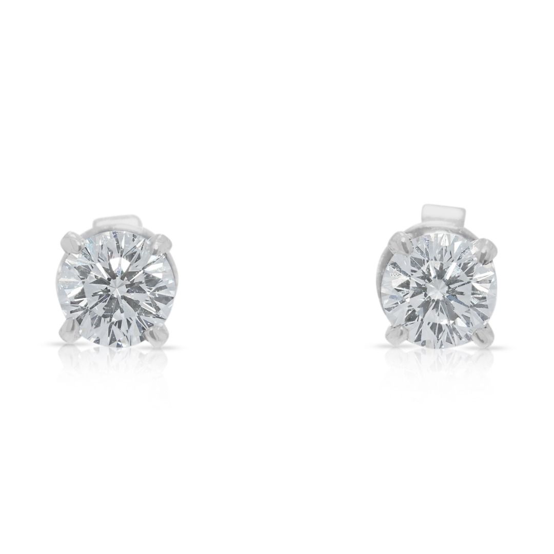 Brilliant 0.54ct Natural Diamond Stud Earrings in 18K White Gold (New-Unworn)