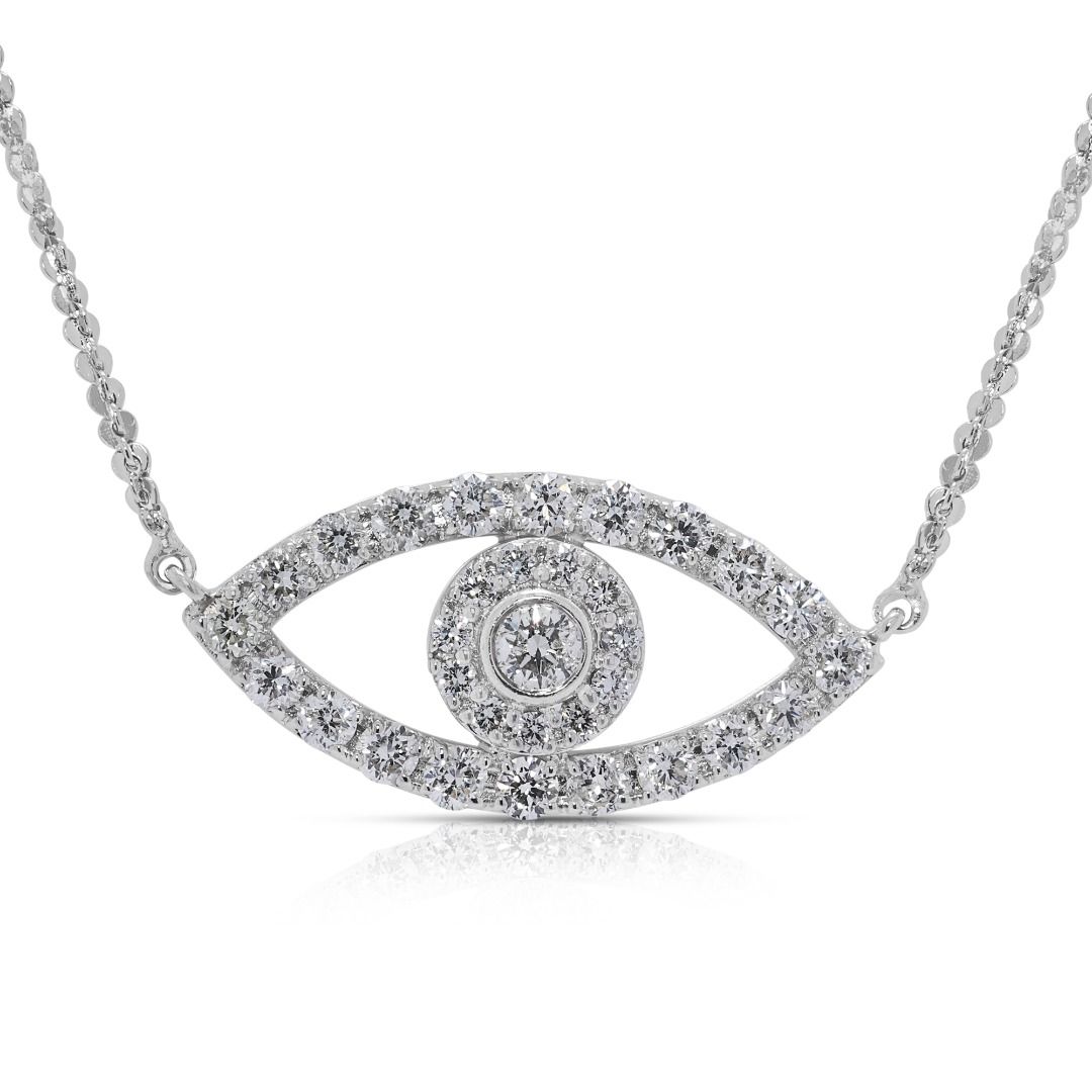 Mesmerizing 0.57ct Natural Diamond Eye Necklace in 18K White Gold