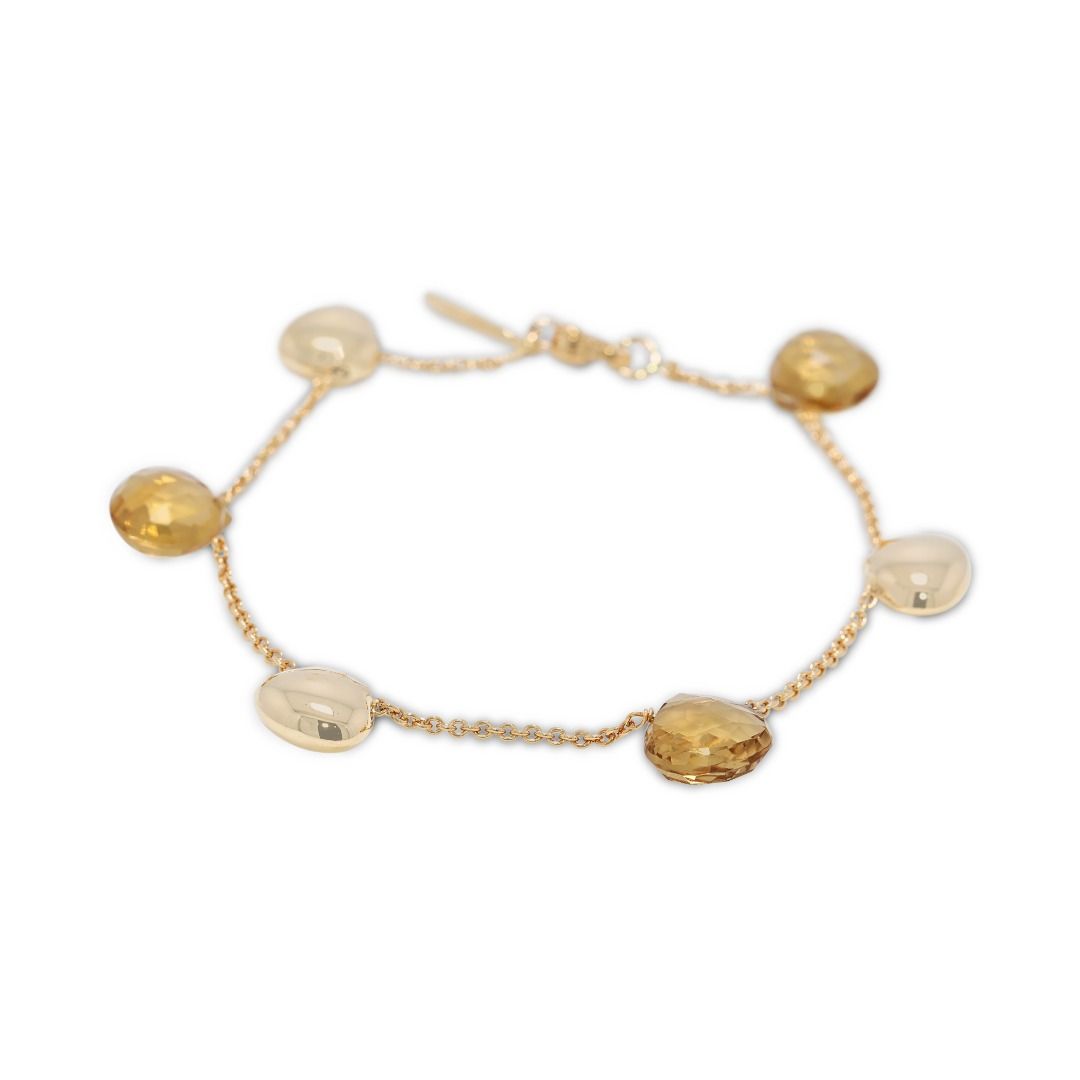 Warm 18K Yellow Gold Rose-Cut Citrine Bracelet