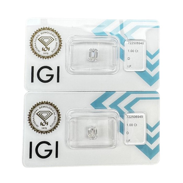 Dazzling 2.00ct Pair of Emerald Cut Diamonds - IGI Certified