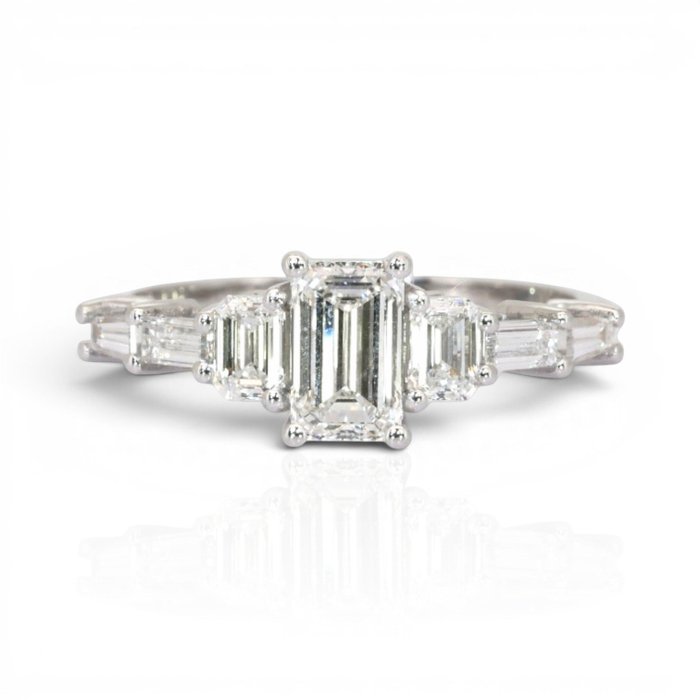 1.56 Carats GIA And IGI Certified Natural Diamond 18K White Gold Ring