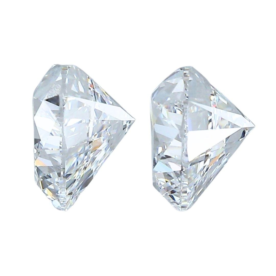 Stunning 2 carat and 3 points Double Excellent Ideal Cut Pair of Heart-Shaped Natural Diamonds