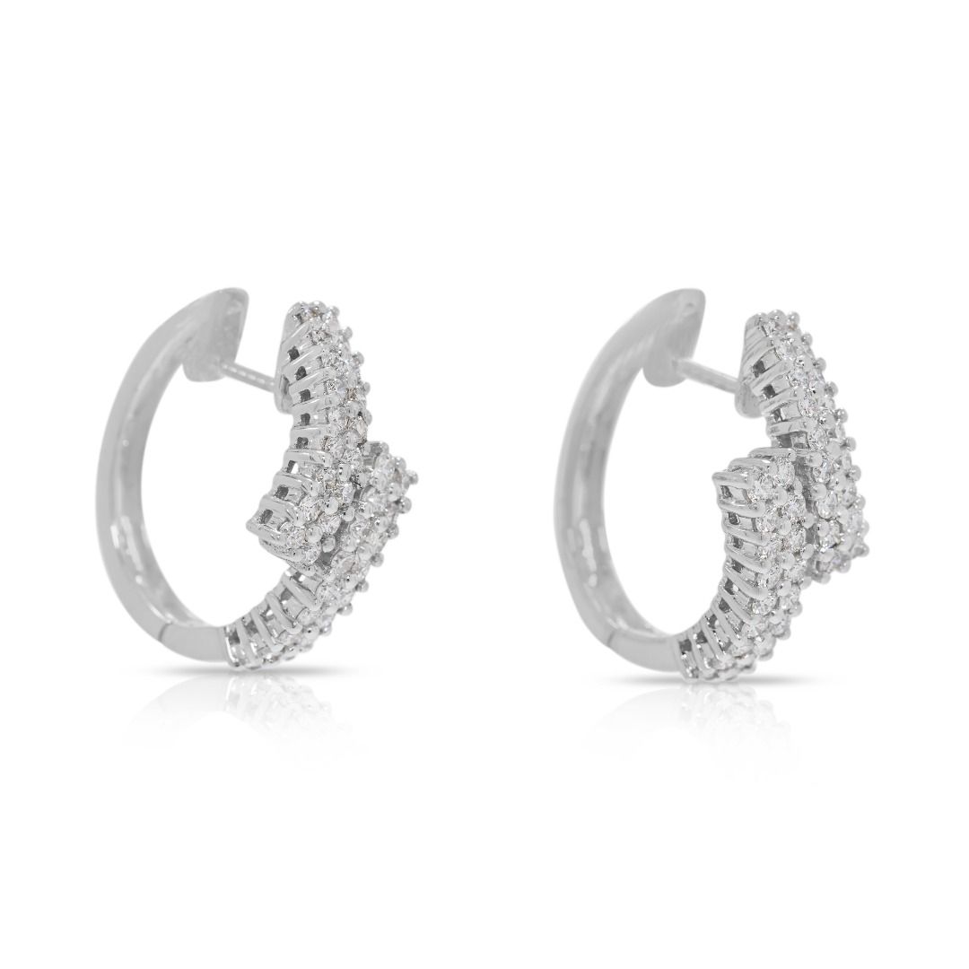 Captivating 1.08ct Natural Diamonds Earrings in 18K White Gold