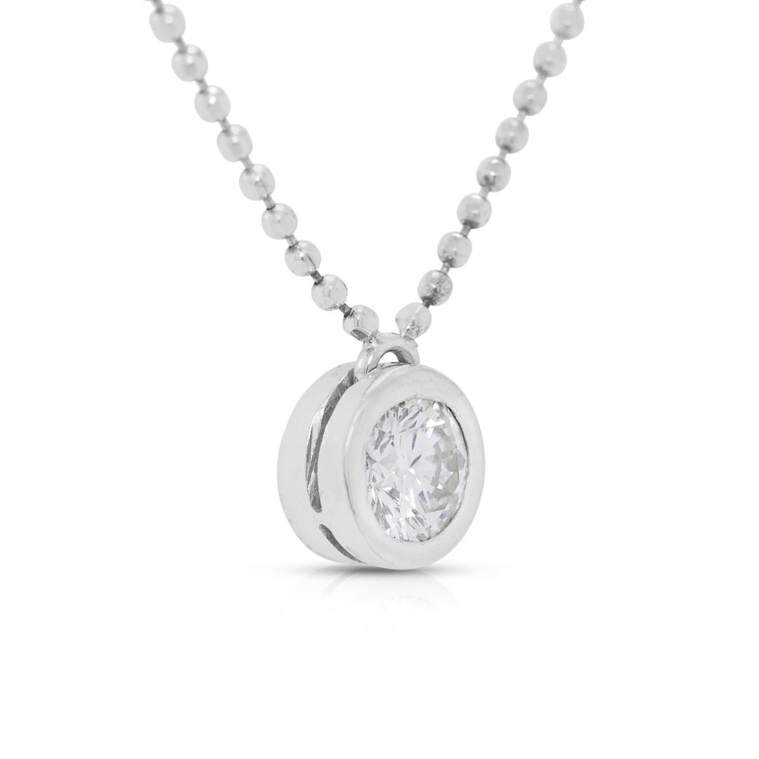 Polished 0.28ct Natural Diamond 18K White Gold Solitaire Necklace