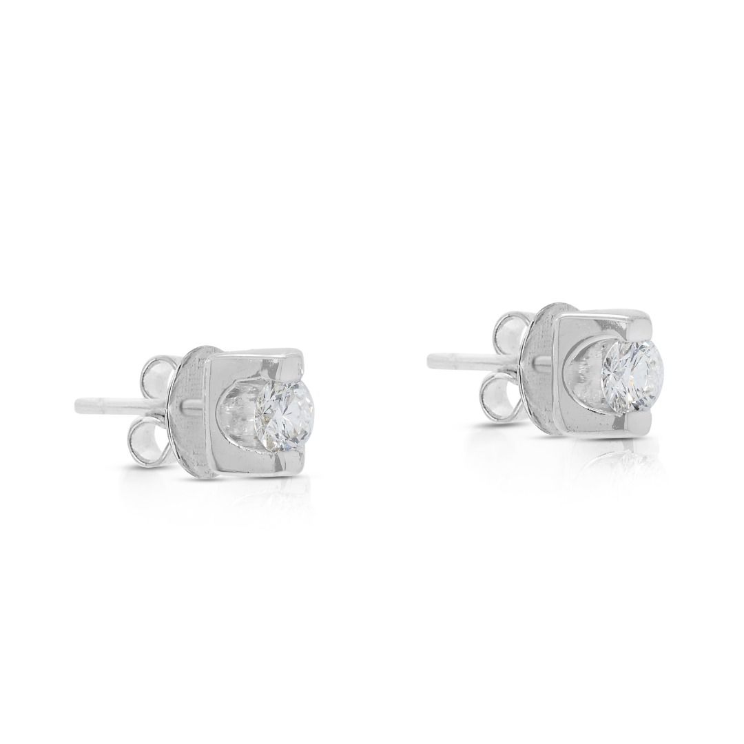 Dainty 0.1ct Natural Diamond Stud Earrings in 18K White Gold