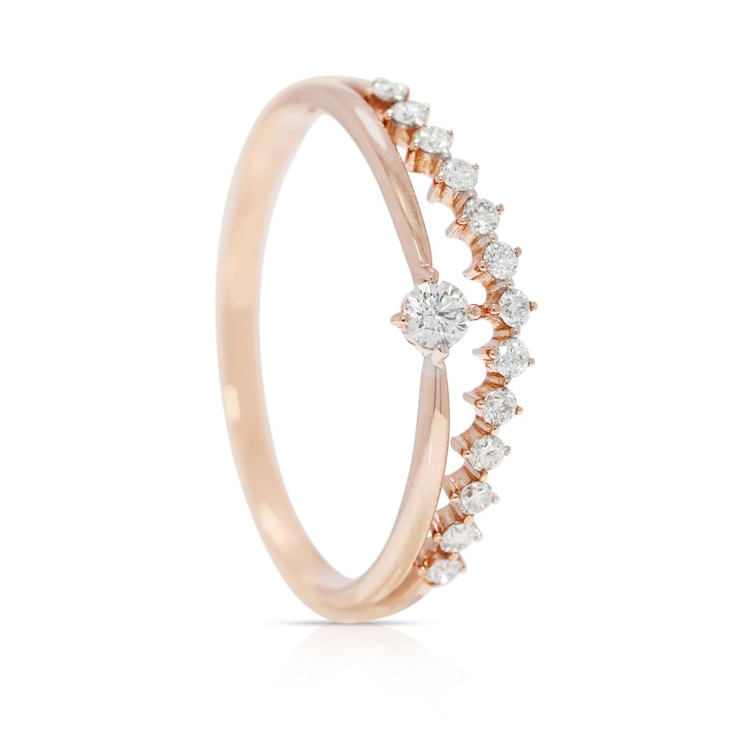 Elegant 0.17ct Round Brilliant Diamonds Ring in 14K Rose Gold