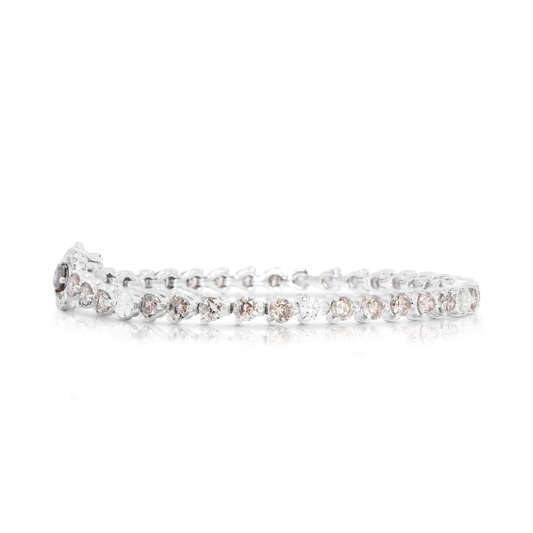 Sparkling 4.96ct Round Brilliant Natural Diamond Bracelet in 18K White Gold